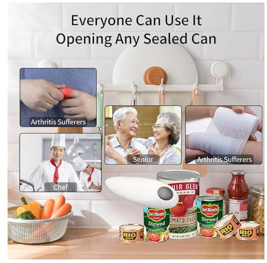Electric Can Opener with Jar & Bottle Opener – Hands-Free Kitchen Tool