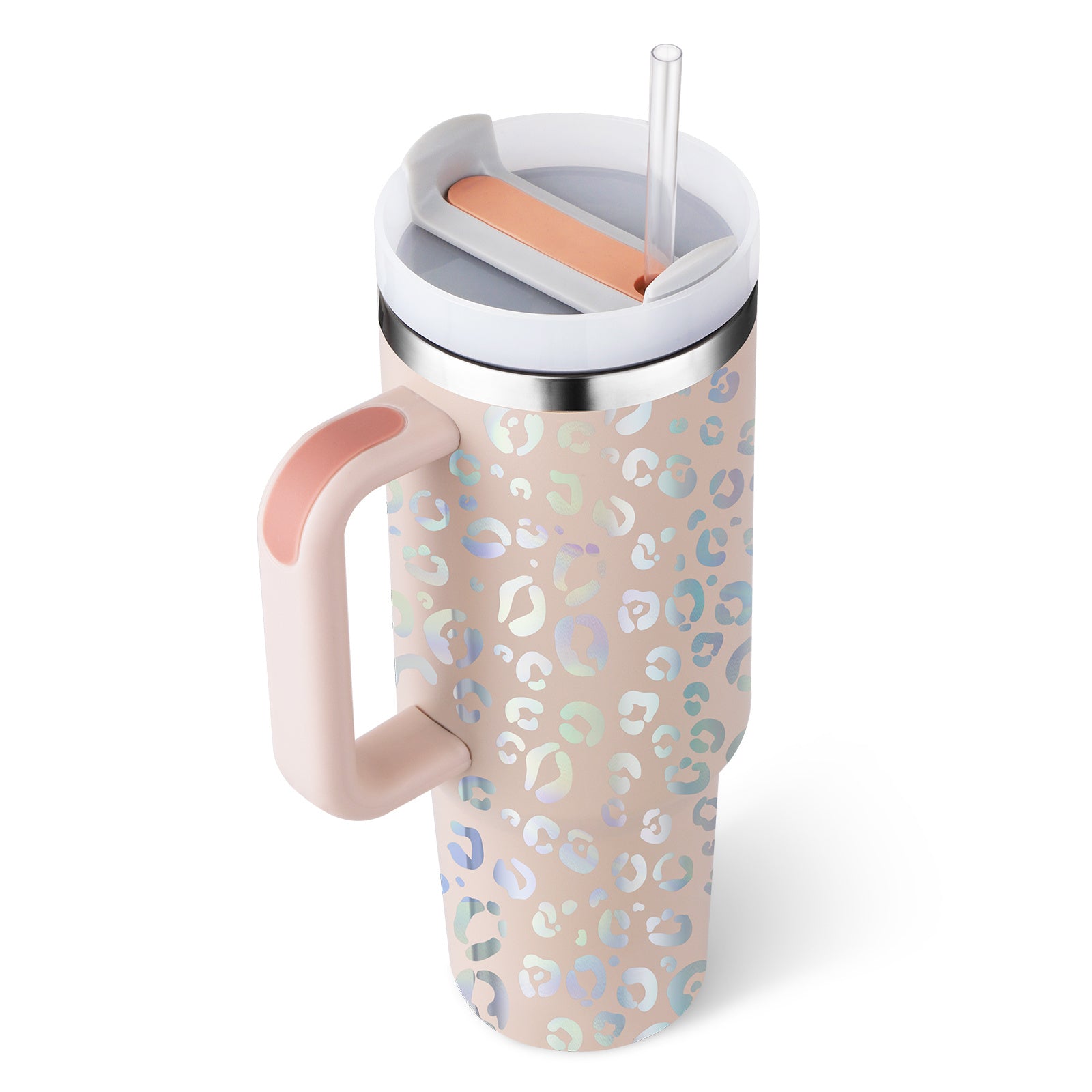 40oz Insulated Tumbler with Handle & Straw – Stainless Steel Spill-Proof Travel Mug with Lid for Coffee, Car, Gym, Office & Gifts
