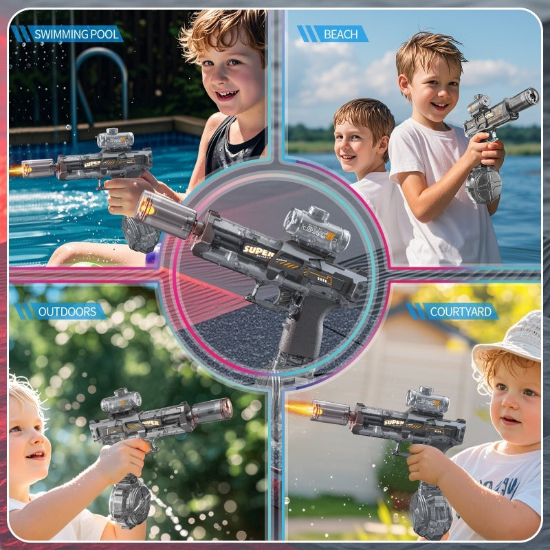 AquaBlaster X™ LED Electric Water Gun – Automatic Recoil Spray Toy for Kids, Summer Outdoor Fun