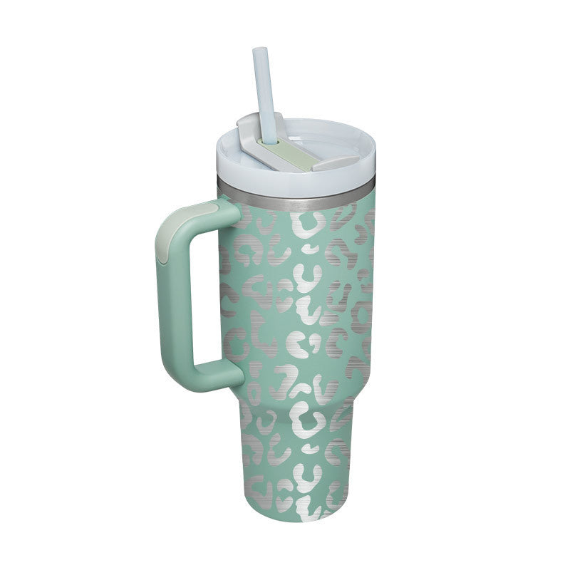 40oz Insulated Tumbler with Handle & Straw – Stainless Steel Spill-Proof Travel Mug with Lid for Coffee, Car, Gym, Office & Gifts