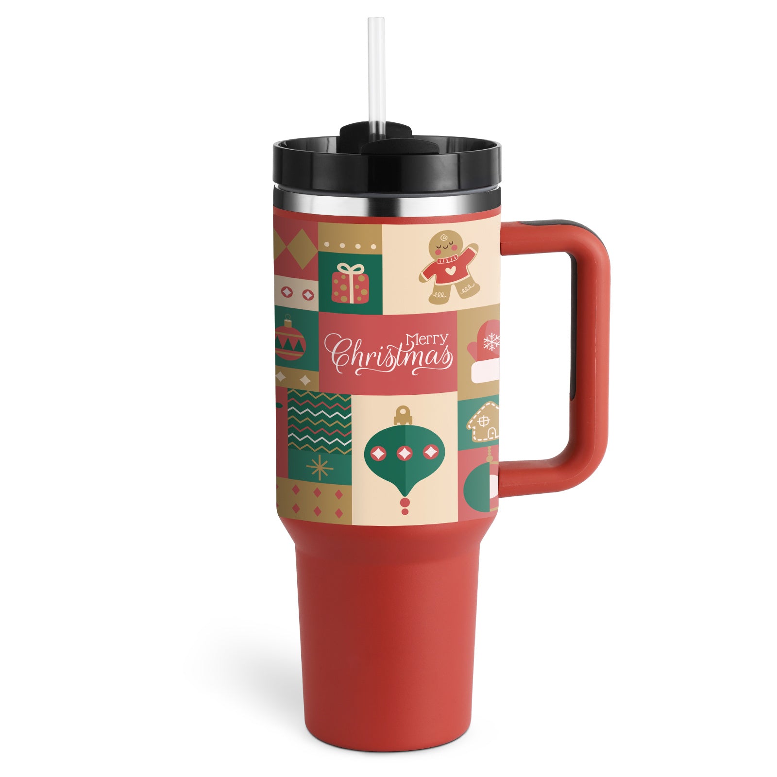 40oz Insulated Tumbler with Handle & Straw – Stainless Steel Spill-Proof Travel Mug with Lid for Coffee, Car, Gym, Office & Gifts