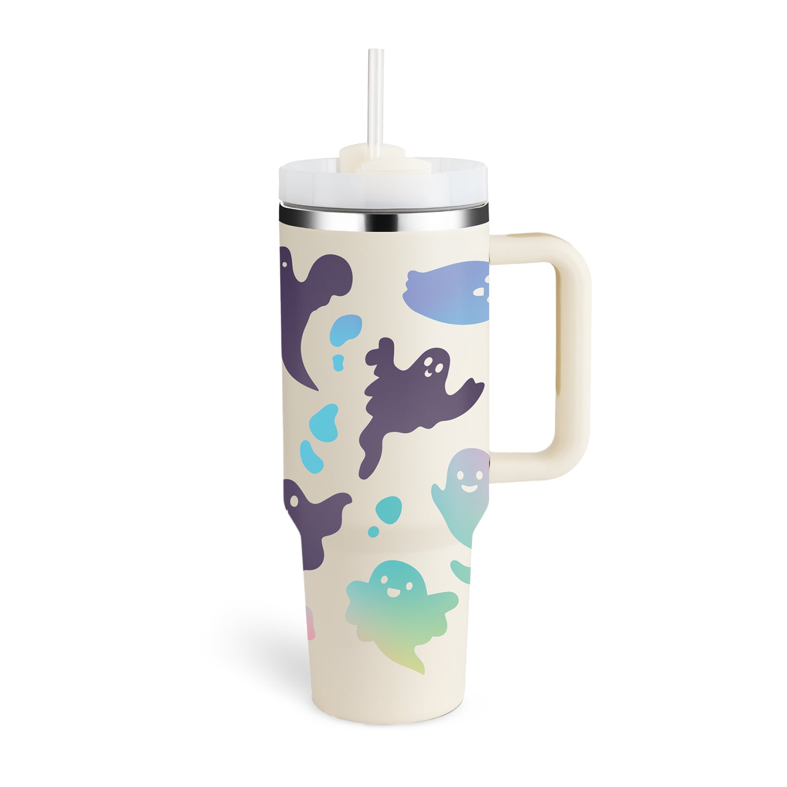 40oz Insulated Tumbler with Handle & Straw – Stainless Steel Spill-Proof Travel Mug with Lid for Coffee, Car, Gym, Office & Gifts