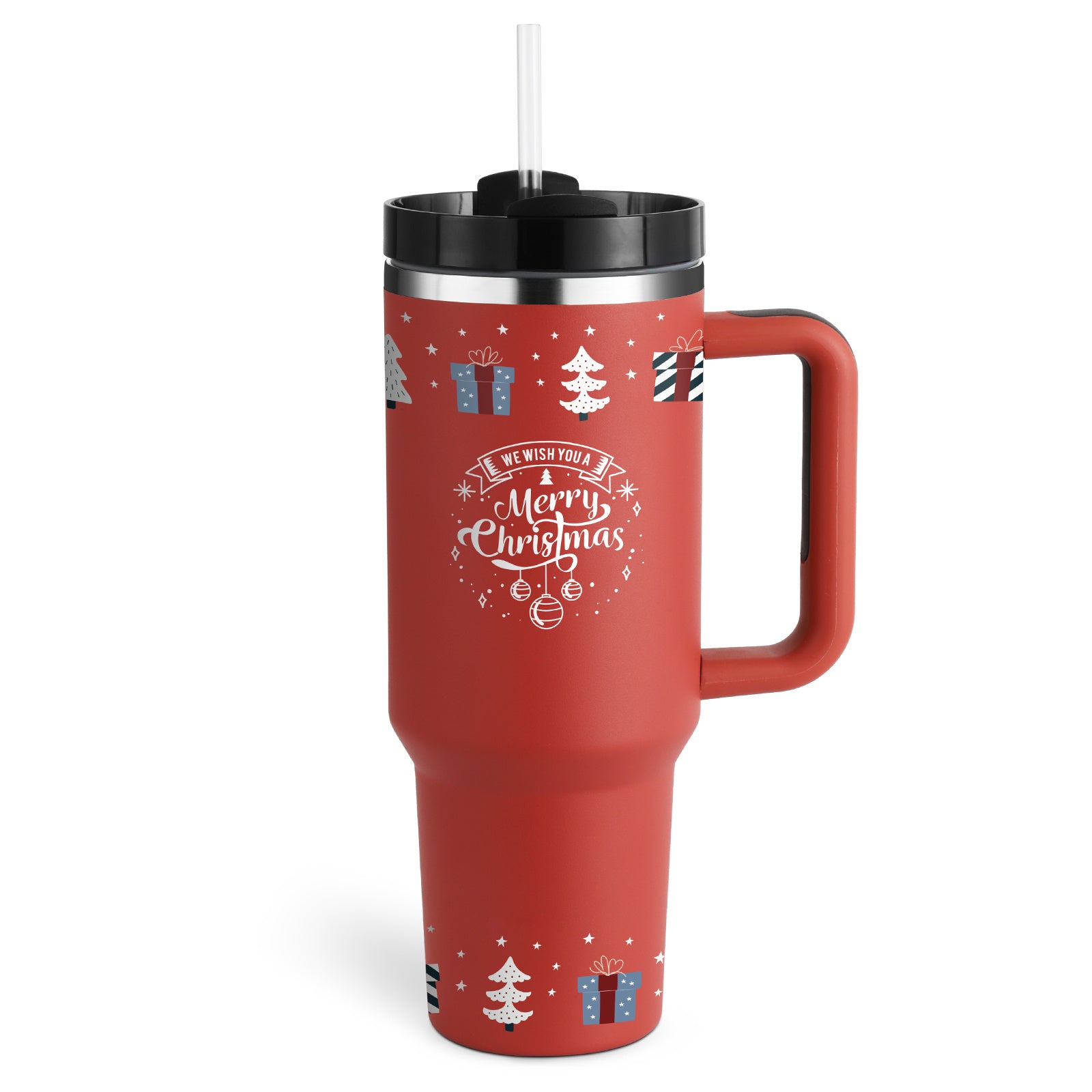 40oz Insulated Tumbler with Handle & Straw – Stainless Steel Spill-Proof Travel Mug with Lid for Coffee, Car, Gym, Office & Gifts