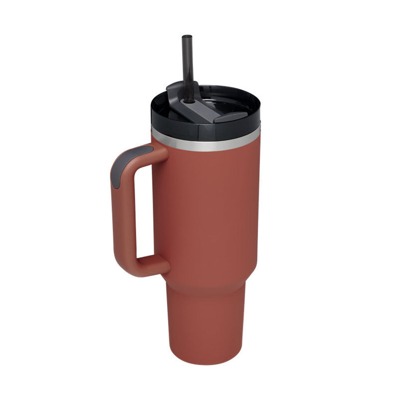 40oz Insulated Tumbler with Handle & Straw – Stainless Steel Spill-Proof Travel Mug with Lid for Coffee, Car, Gym, Office & Gifts