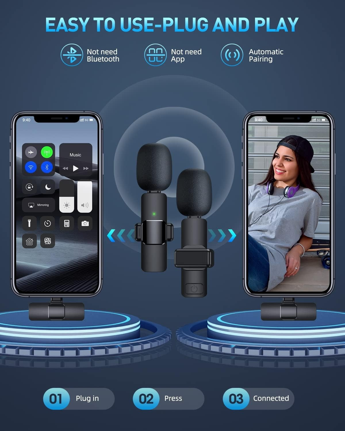 Wireless Lavalier Microphone Type-C – Noise-Canceling USB-C Mic for Android, YouTube, Vlogging & Live Streaming