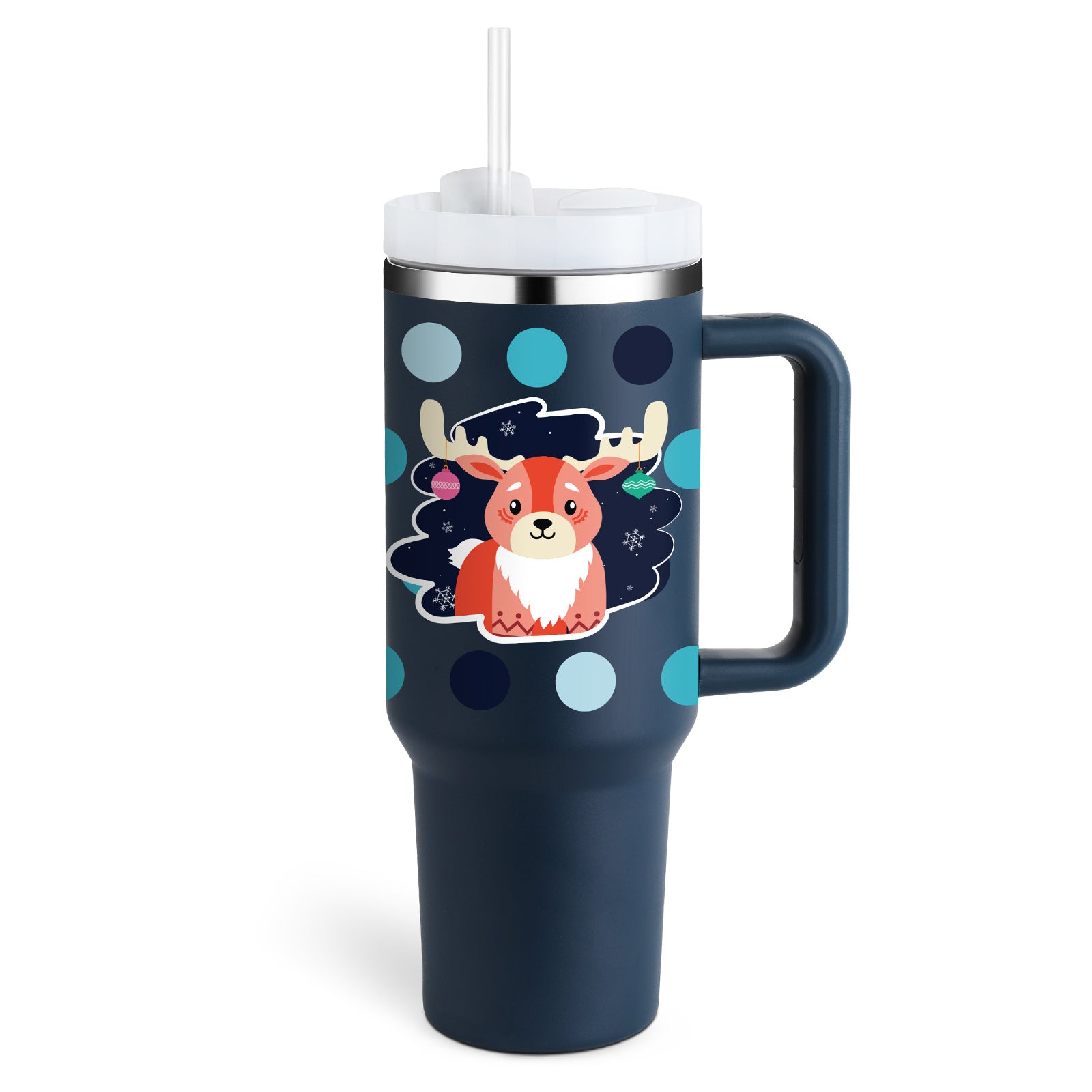 40oz Insulated Tumbler with Handle & Straw – Stainless Steel Spill-Proof Travel Mug with Lid for Coffee, Car, Gym, Office & Gifts