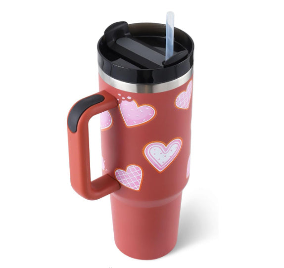 40oz Insulated Tumbler with Handle & Straw – Stainless Steel Spill-Proof Travel Mug with Lid for Coffee, Car, Gym, Office & Gifts