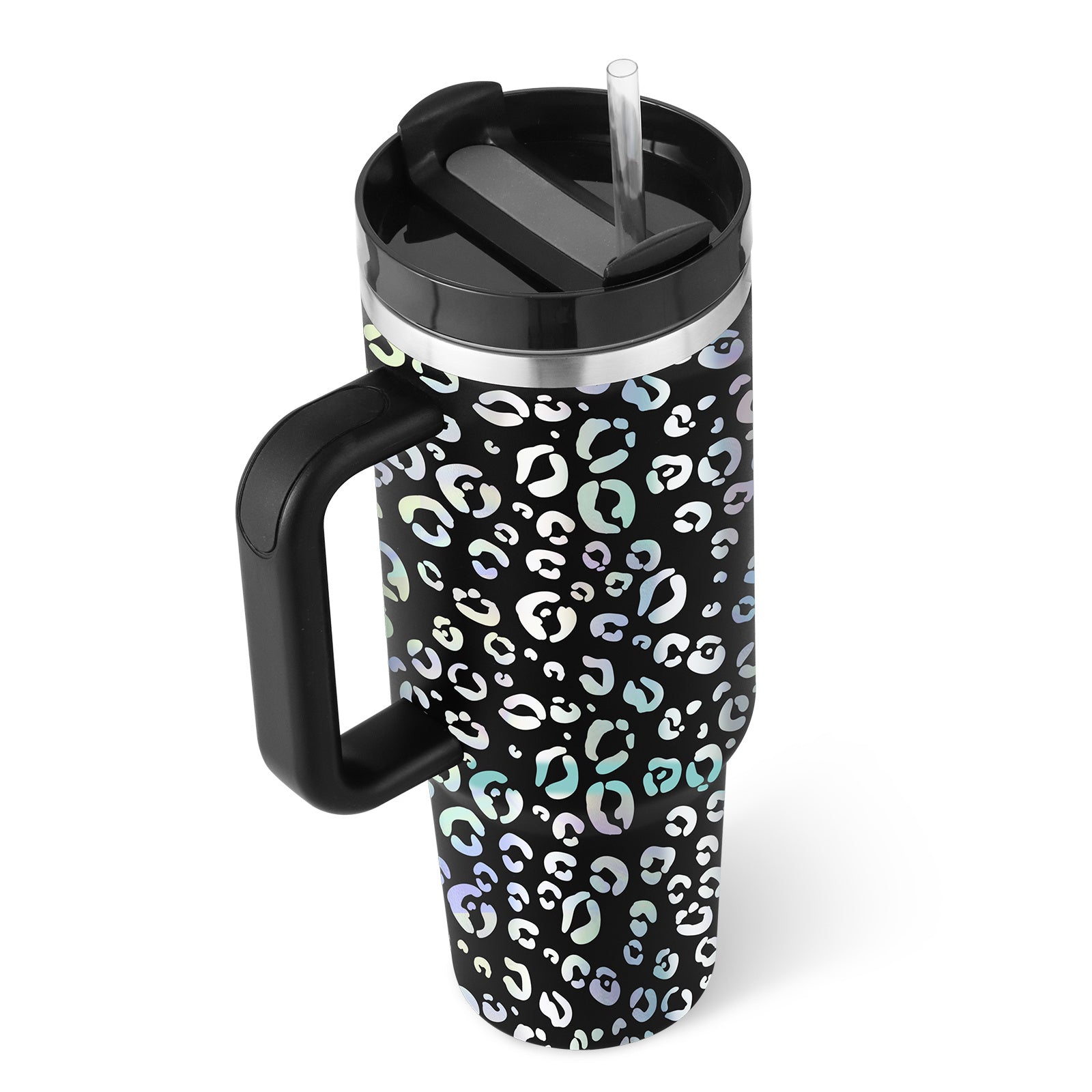40oz Insulated Tumbler with Handle & Straw – Stainless Steel Spill-Proof Travel Mug with Lid for Coffee, Car, Gym, Office & Gifts