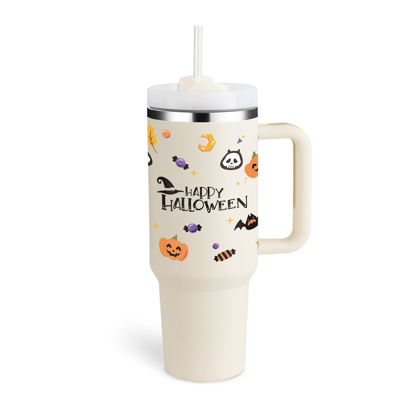40oz Insulated Tumbler with Handle & Straw – Stainless Steel Spill-Proof Travel Mug with Lid for Coffee, Car, Gym, Office & Gifts