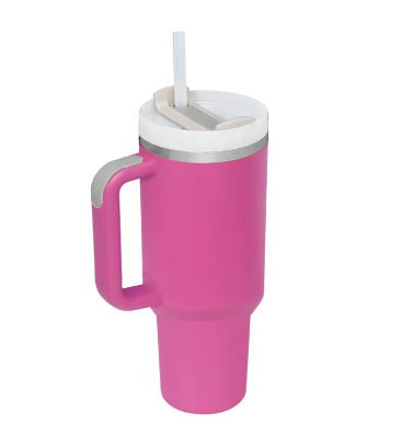 40oz Insulated Tumbler with Handle & Straw – Stainless Steel Spill-Proof Travel Mug with Lid for Coffee, Car, Gym, Office & Gifts