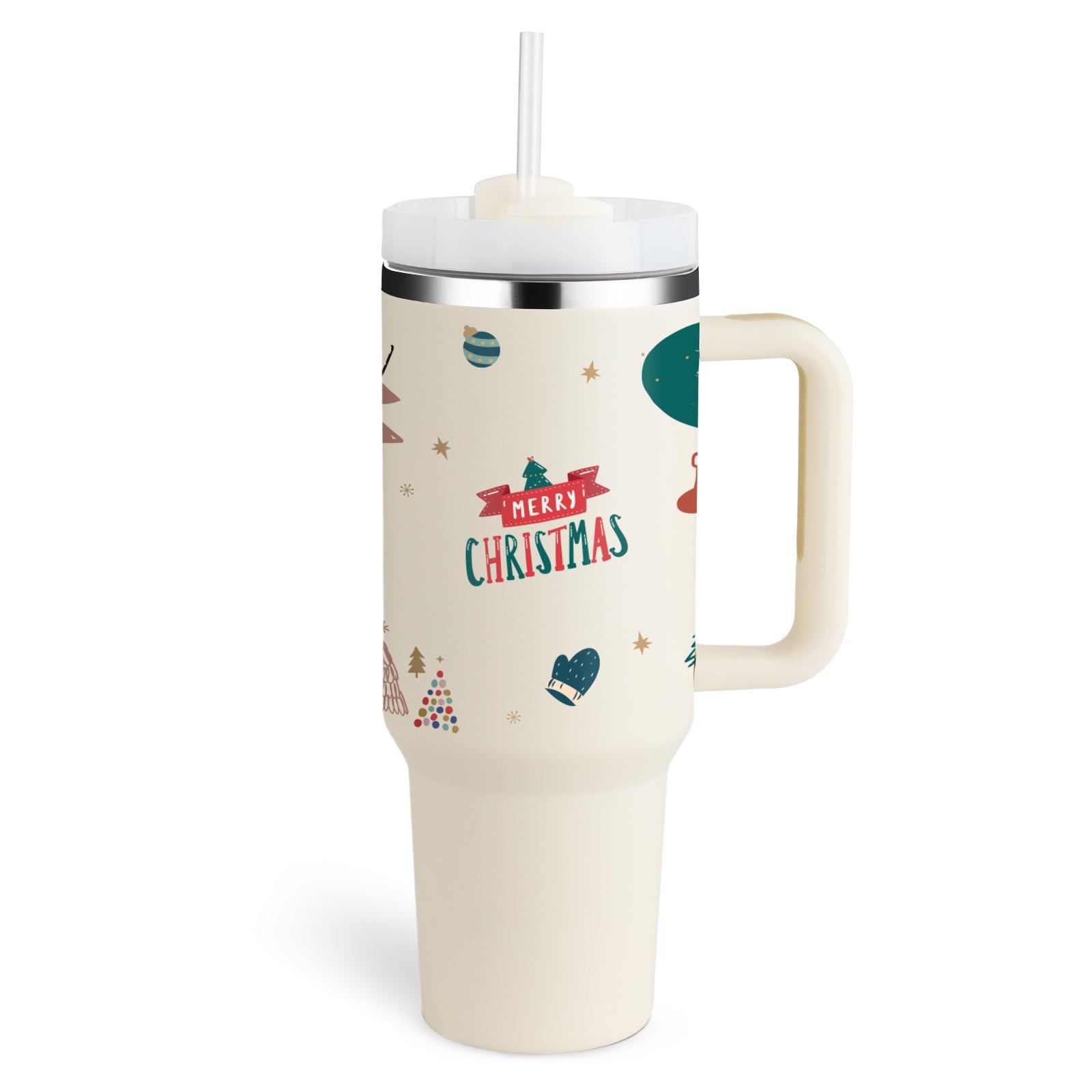 40oz Insulated Tumbler with Handle & Straw – Stainless Steel Spill-Proof Travel Mug with Lid for Coffee, Car, Gym, Office & Gifts