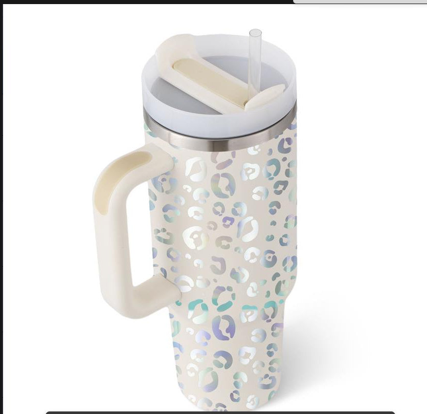 40oz Insulated Tumbler with Handle & Straw – Stainless Steel Spill-Proof Travel Mug with Lid for Coffee, Car, Gym, Office & Gifts
