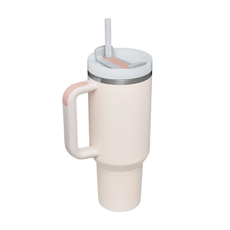40oz Insulated Tumbler with Handle & Straw – Stainless Steel Spill-Proof Travel Mug with Lid for Coffee, Car, Gym, Office & Gifts