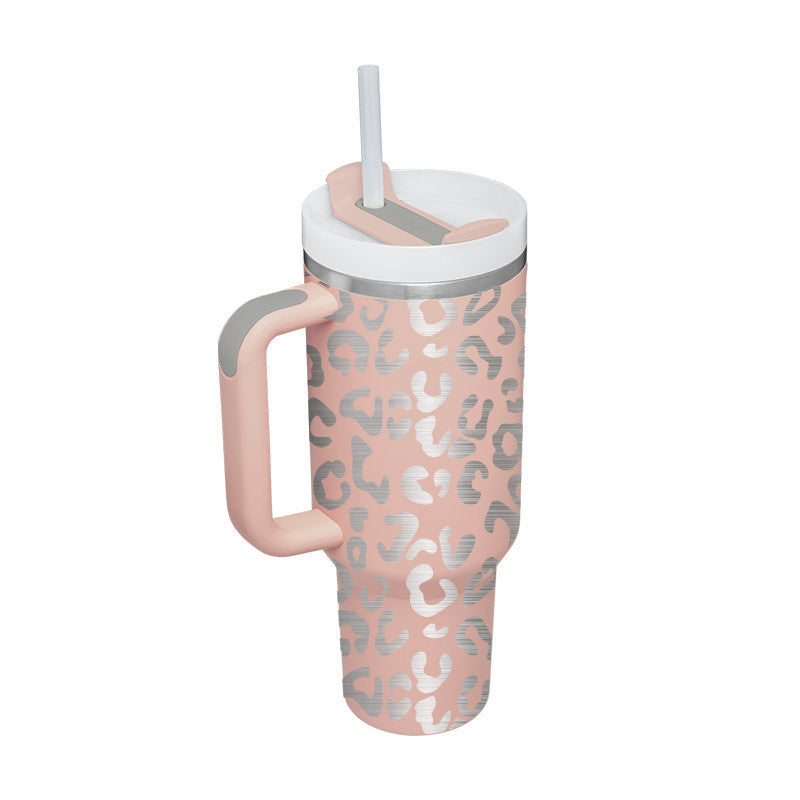 40oz Insulated Tumbler with Handle & Straw – Stainless Steel Spill-Proof Travel Mug with Lid for Coffee, Car, Gym, Office & Gifts
