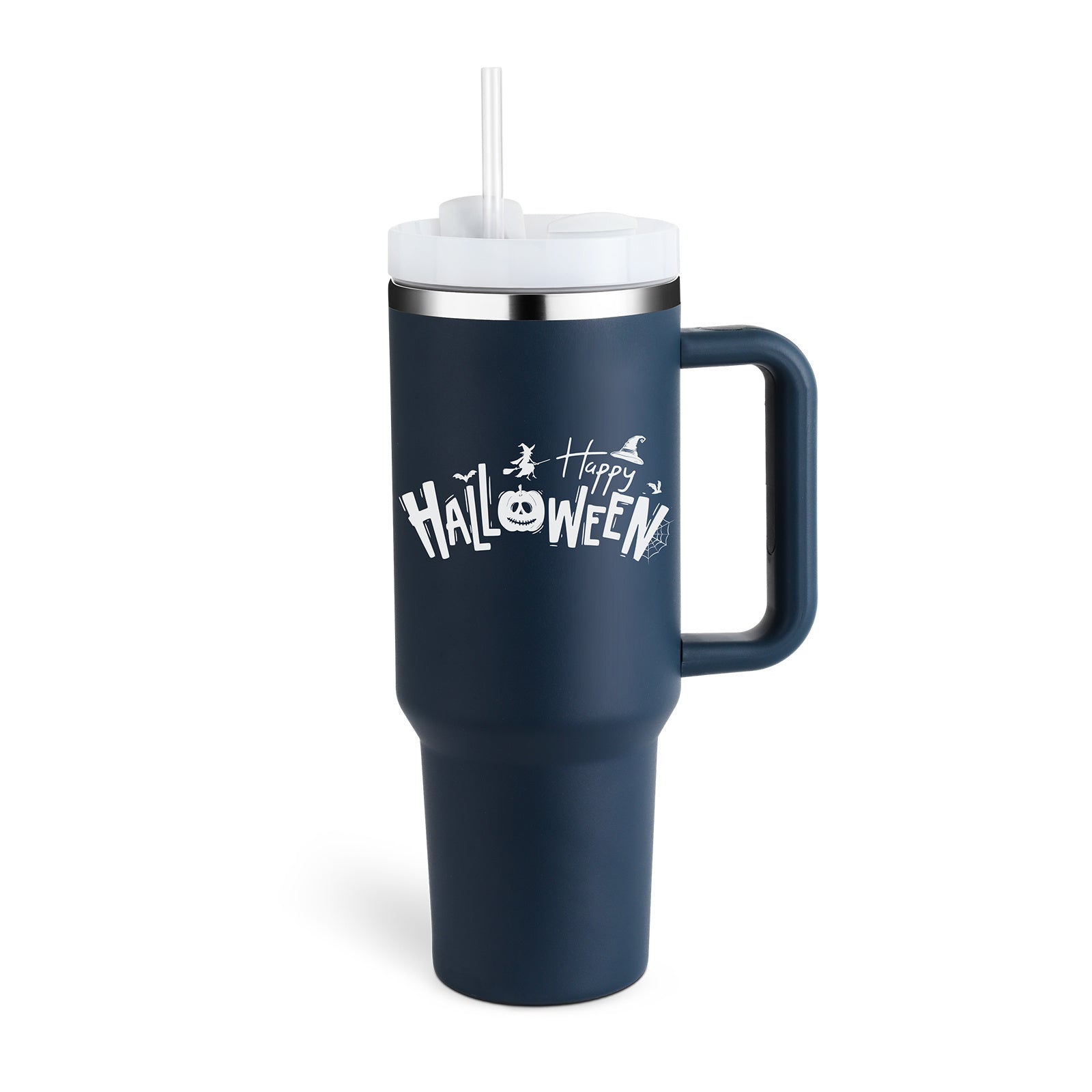 40oz Insulated Tumbler with Handle & Straw – Stainless Steel Spill-Proof Travel Mug with Lid for Coffee, Car, Gym, Office & Gifts