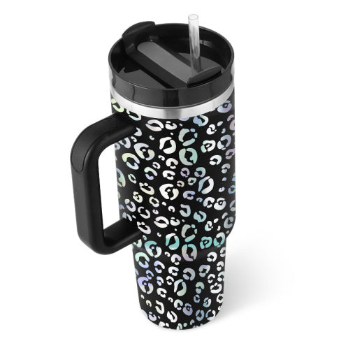 40oz Insulated Tumbler with Handle & Straw – Stainless Steel Spill-Proof Travel Mug with Lid for Coffee, Car, Gym, Office & Gifts