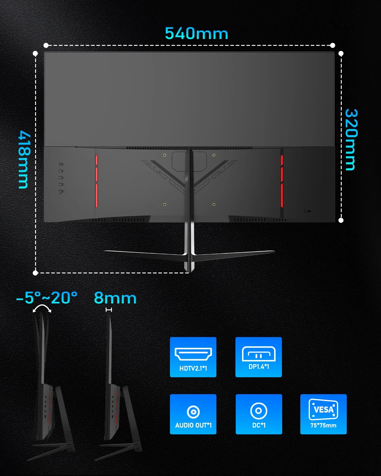 24Inch 180Hz Gaming Monitor 1K FHD Computer Display 1ms Response Time