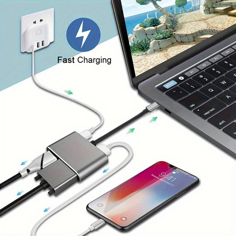 4-in-1 Type C Adapter Hub To HDTV VGA USB 3.0 Digital AV Multiport Adapter