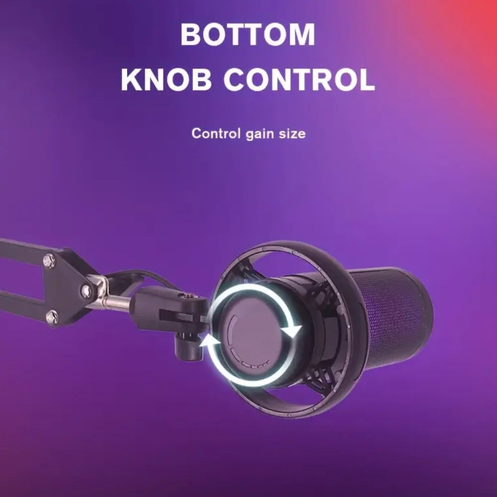 RGB USB Condenser Microphone With Boom Arm