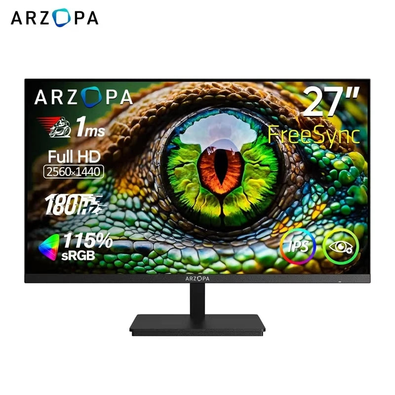 ARZOPA 27inch 180Hz 2K FastIPS QHD PC Monitor 1ms FreeSync Gaming Monitor