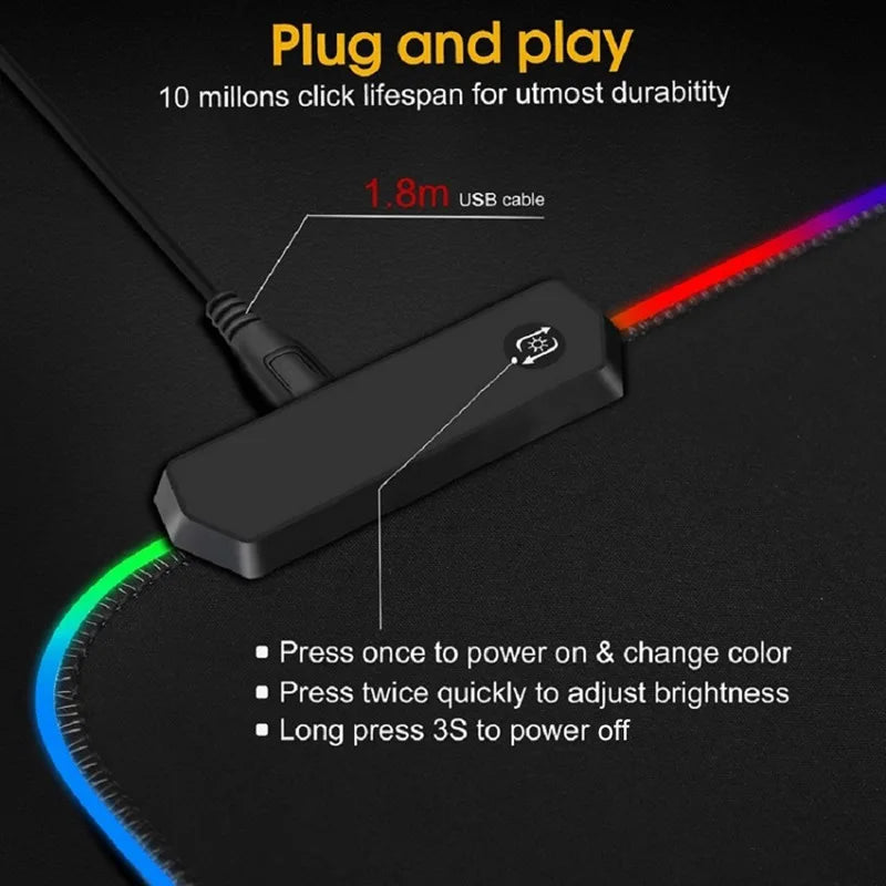 RGB Glow Gaming Desk Mat – Extra Large LED Mouse Pad with Keyboard Space & Anti-Slip Base for PC Gamers