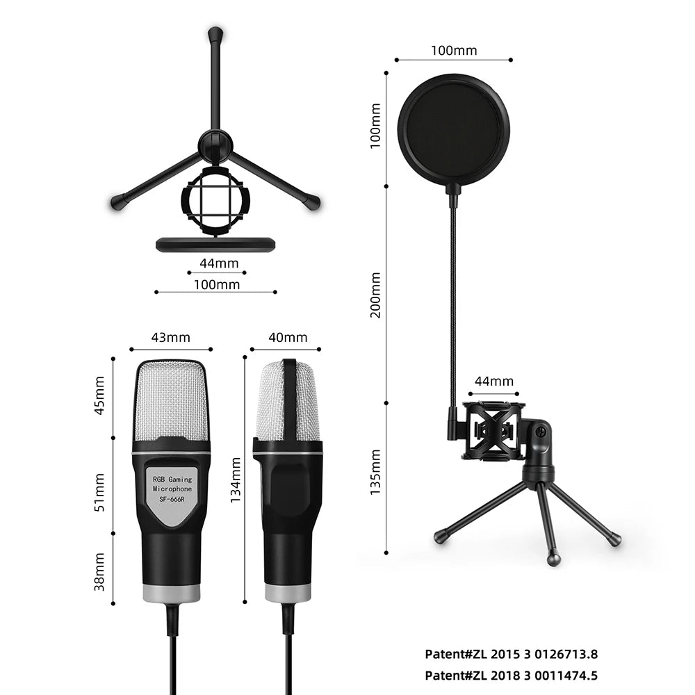USB Microphone RGB Microphone Condenser for Podcast, Recording Studio, Streaming