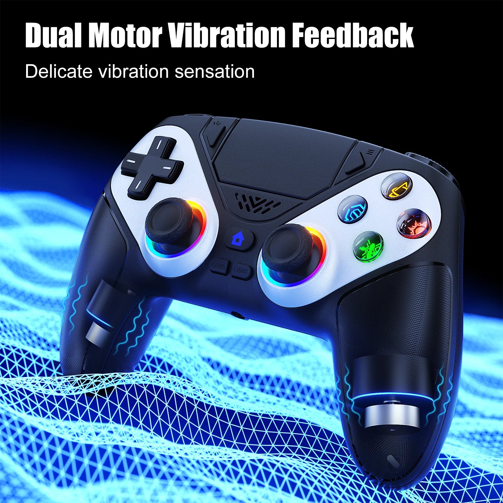 Controller For PS5 Console RGB Lights Wireless Gamepad for Playstion 5 Pro/Slim/PC Game Rocker W/ Turbo Touchpad Hall Trigger
