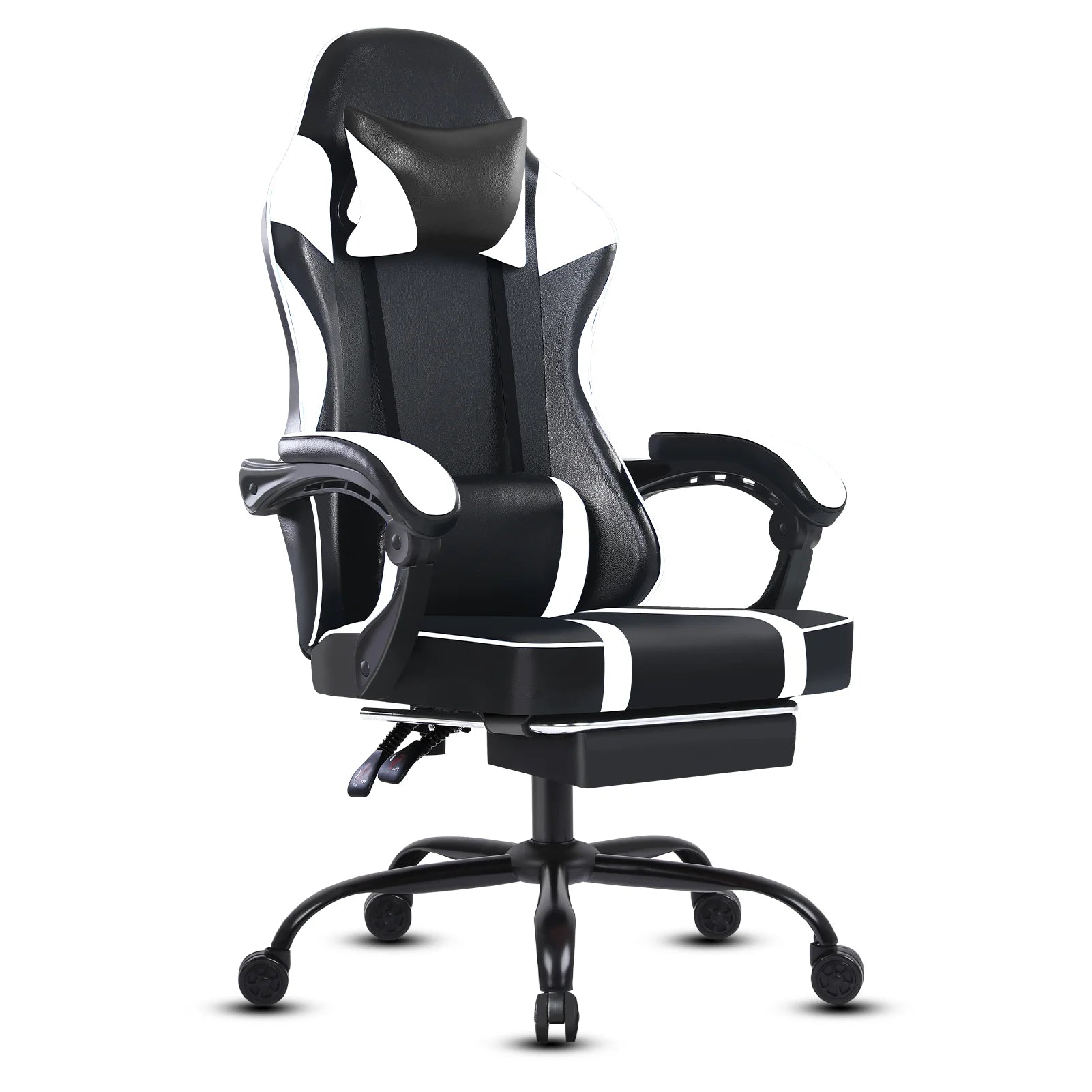 Ergonomic Gaming Chair with Footrest – High-Back PU Leather Computer Chair with Headrest, Lumbar Support & Reclining Backrest