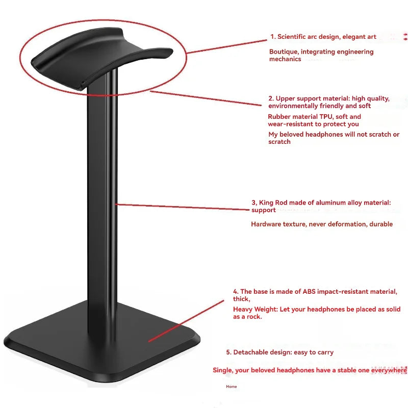 Universal Headphone Stand – Aluminum Alloy Headset Holder for Gaming Headphones & Desktop Earphones