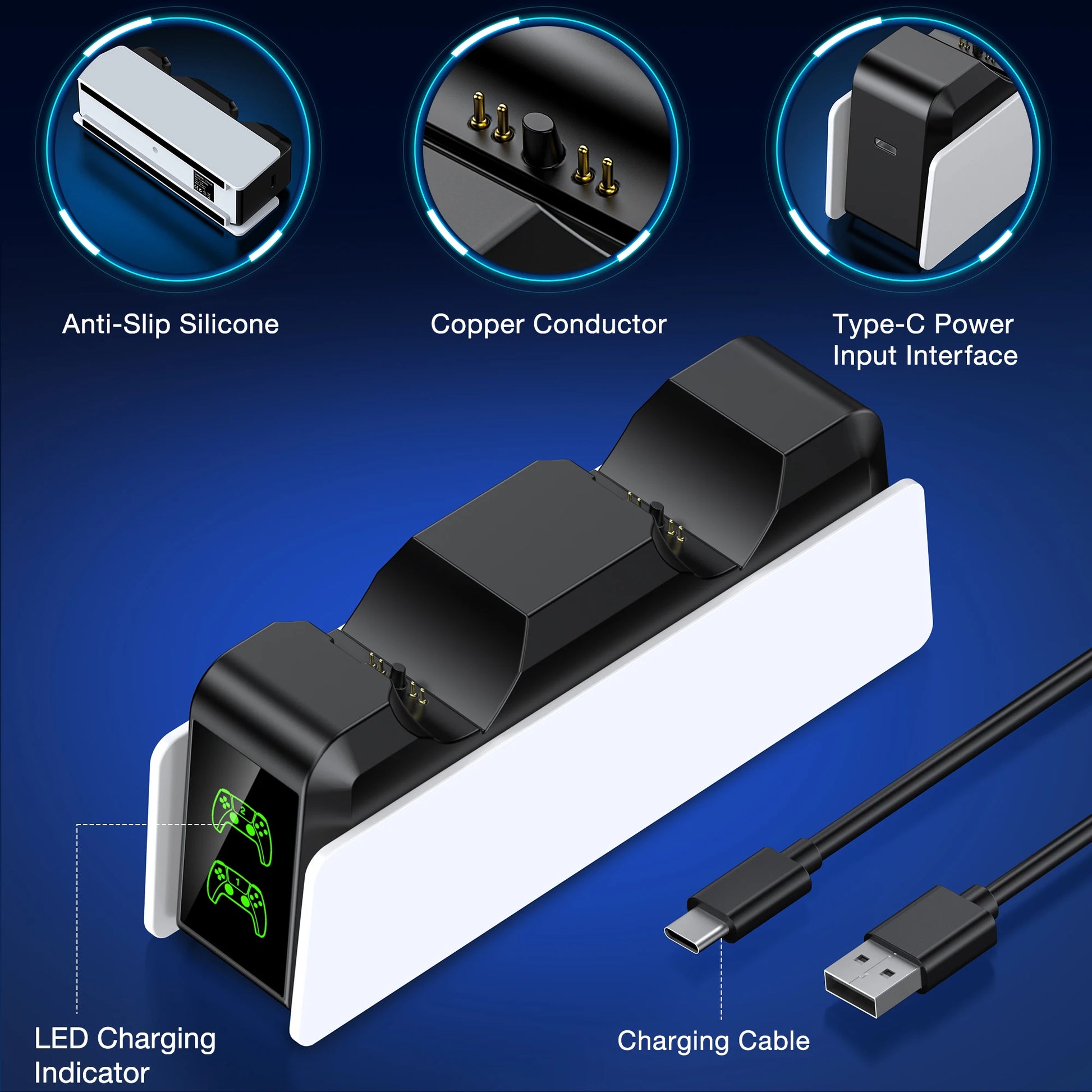 Dual Fast Charger for PS5 Wireless Controller