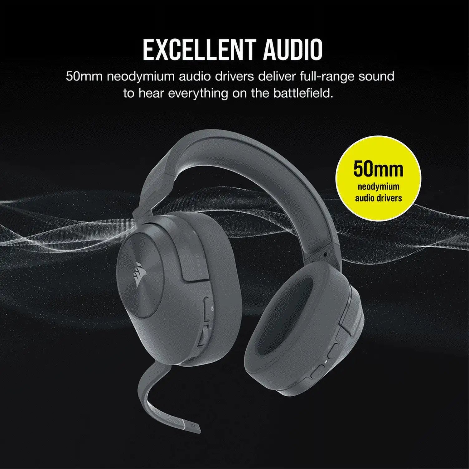 Corsair HS55 Wireless Core Gaming Headset Wireless Audio or Bluetooth for PC, PS5, PS4 Mobile - Gray