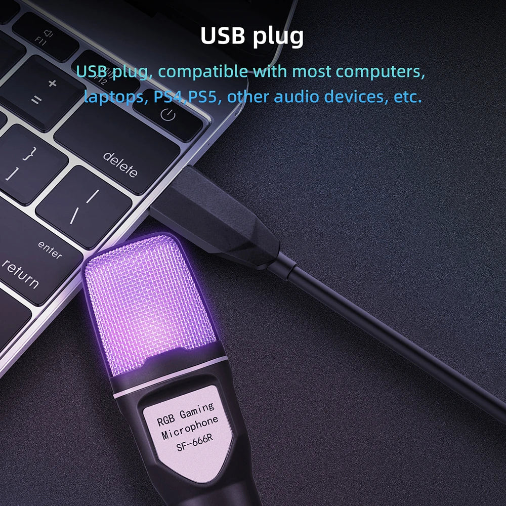 USB Microphone RGB Microphone Condenser for Podcast, Recording Studio, Streaming