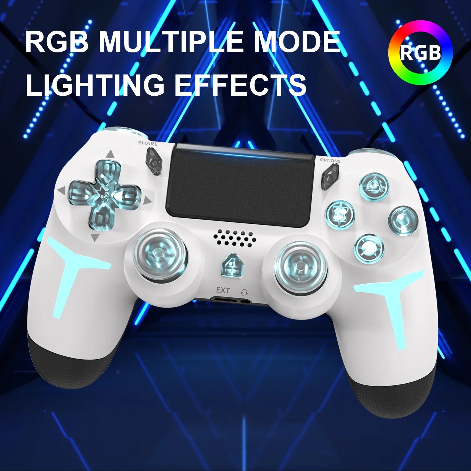 Multi-Platform Wireless Gaming Controller – RGB LED Bluetooth for PS4/PS3/PC