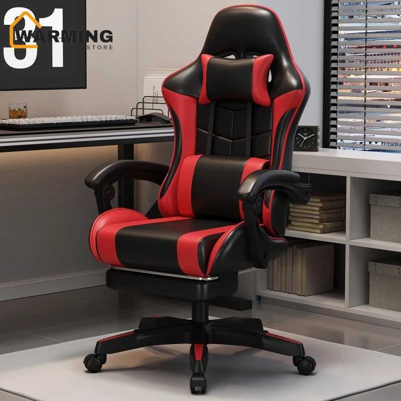 Ergonomic Gaming Chair – Adjustable Height, Reclining Backrest, Lumbar & Cervical Support for Video Games or Office Use