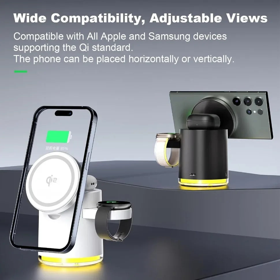 3 in 1 Magnetic Wireless Charger Station Qi2 Quick Fast Charging Stand