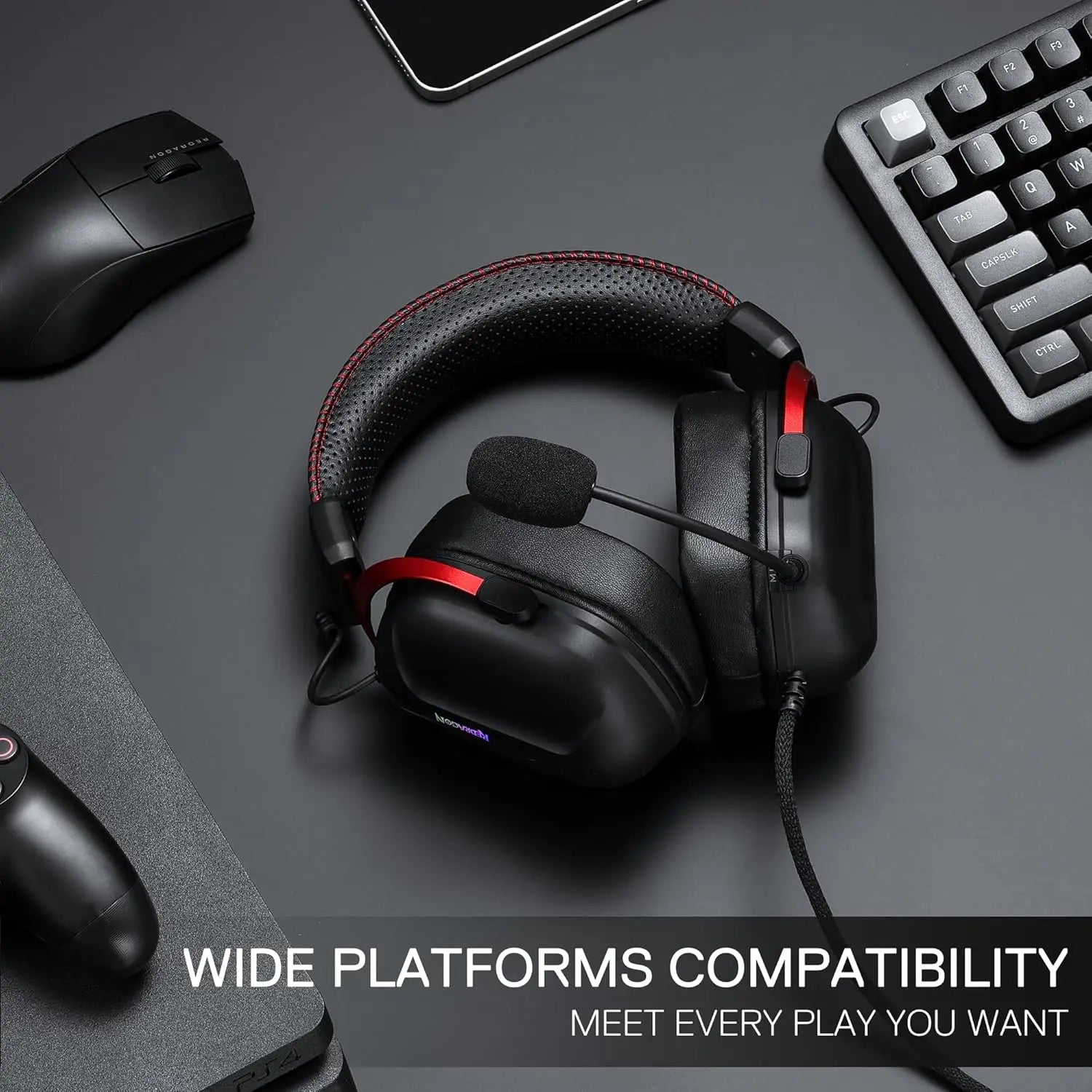 Redragon H312 Wired Gaming Headset, 7.1 Surround Sound, Noise-canceling Microphone
