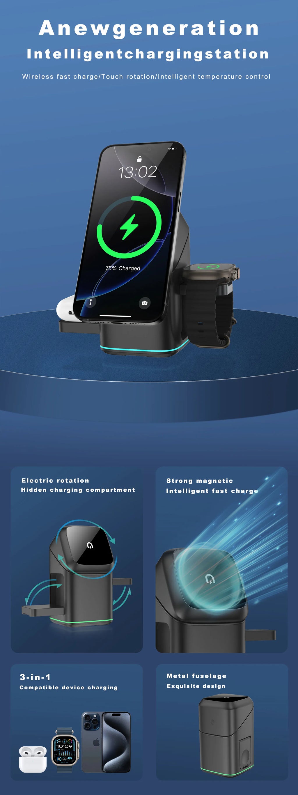 3 in 1 Charging Station iPhone Mag-Safe Charger