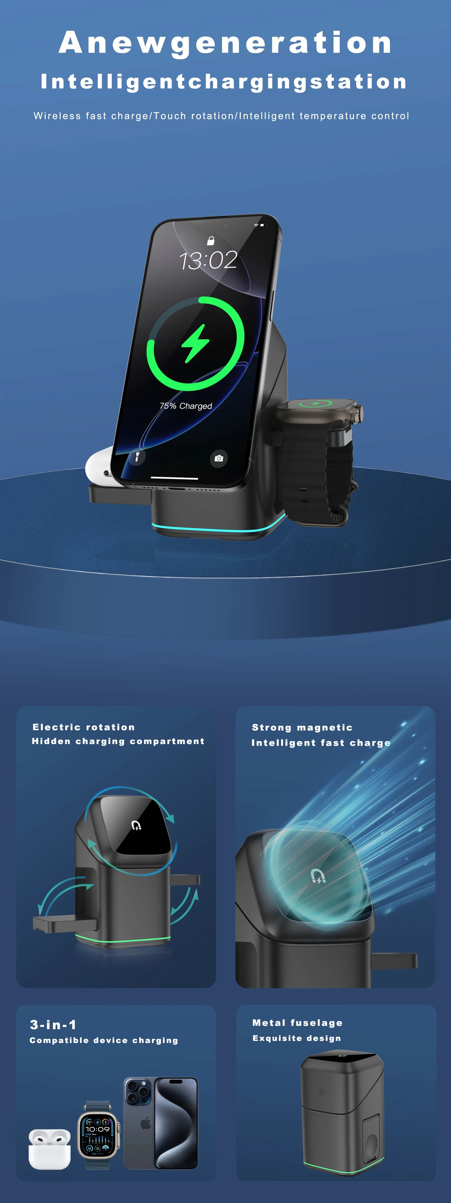 3 in 1 Charging Station iPhone Mag-Safe Charger