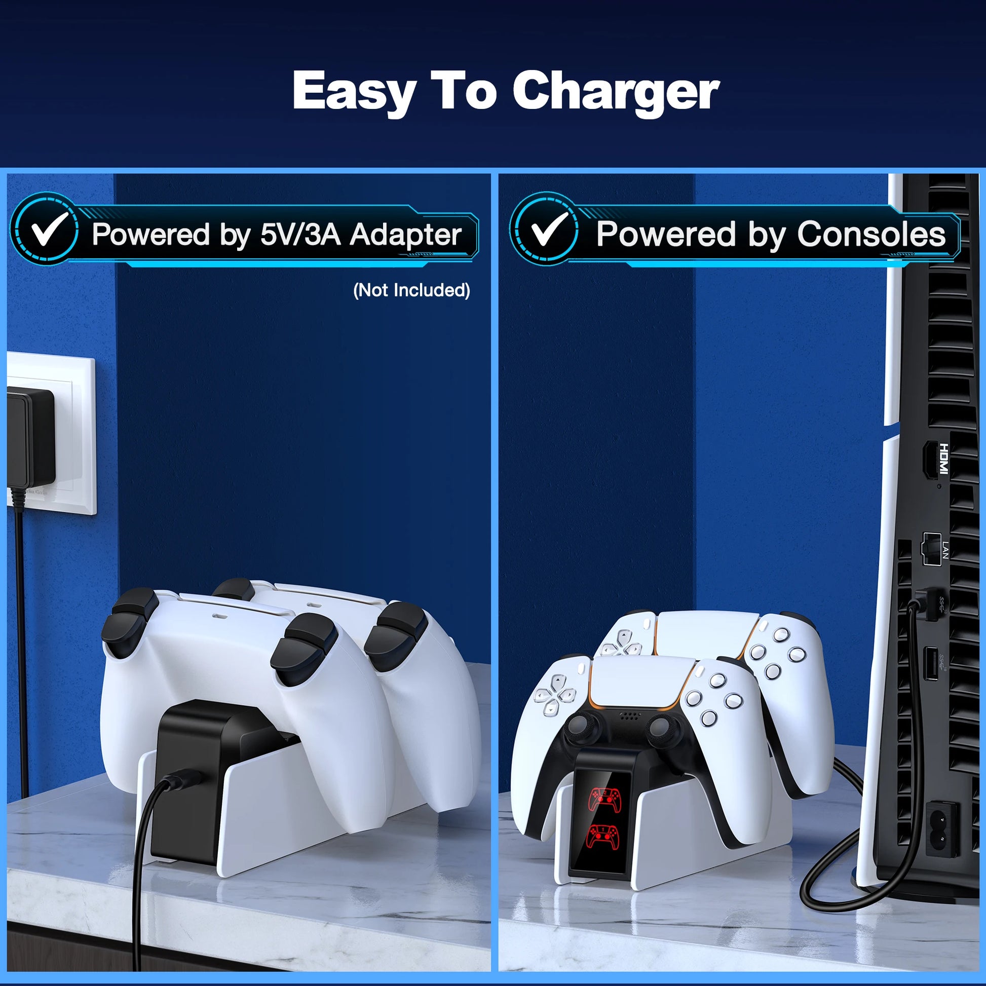 Dual Fast Charger for PS5 Wireless Controller