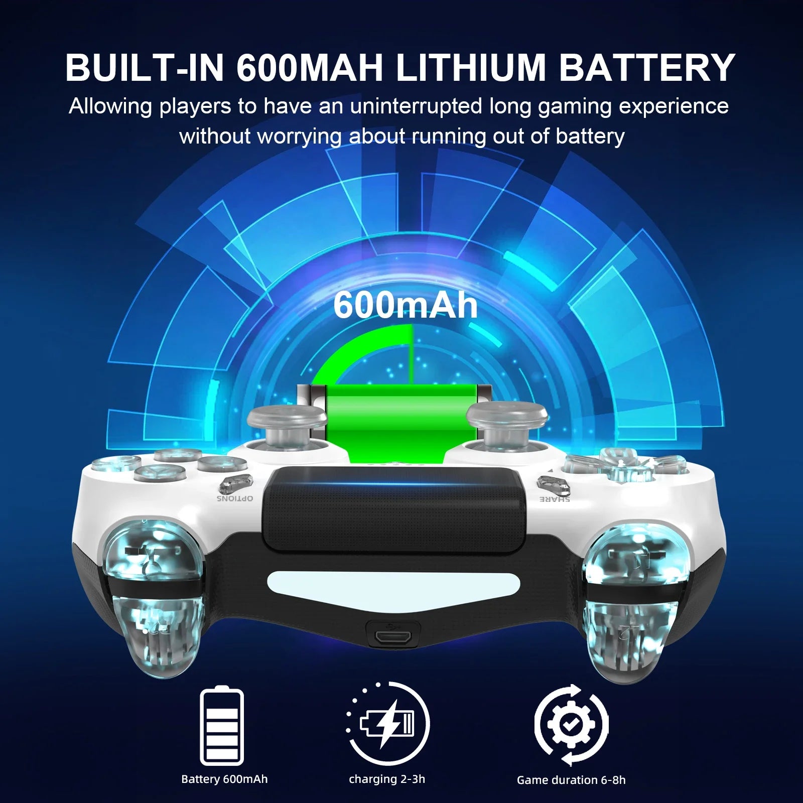 Multi-Platform Wireless Gaming Controller – RGB LED Bluetooth for PS4/PS3/PC