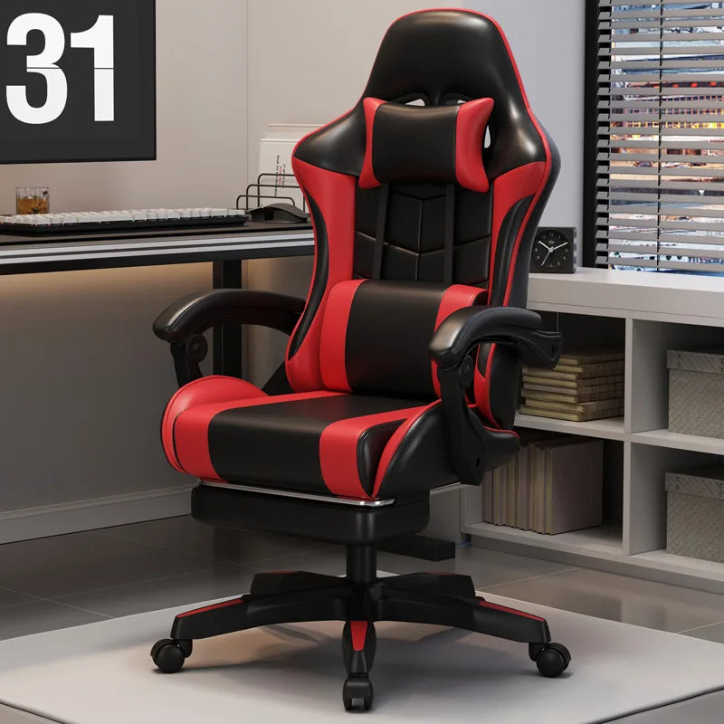 Ergonomic Gaming Chair – Adjustable Height, Reclining Backrest, Lumbar & Cervical Support for Video Games or Office Use