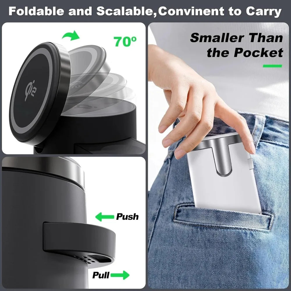 3 in 1 Magnetic Wireless Charger Station Qi2 Quick Fast Charging Stand