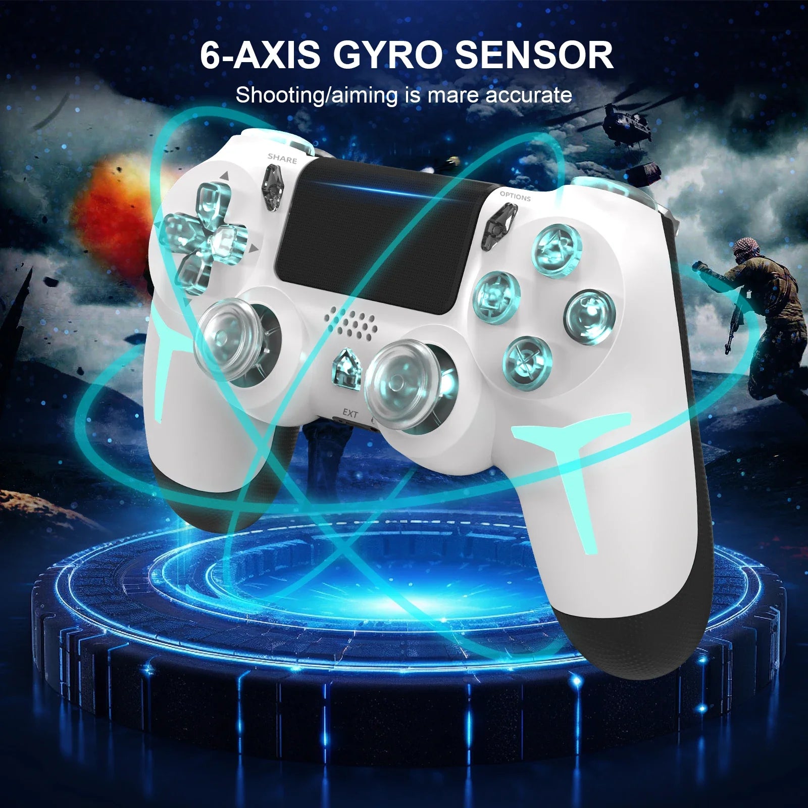Multi-Platform Wireless Gaming Controller – RGB LED Bluetooth for PS4/PS3/PC