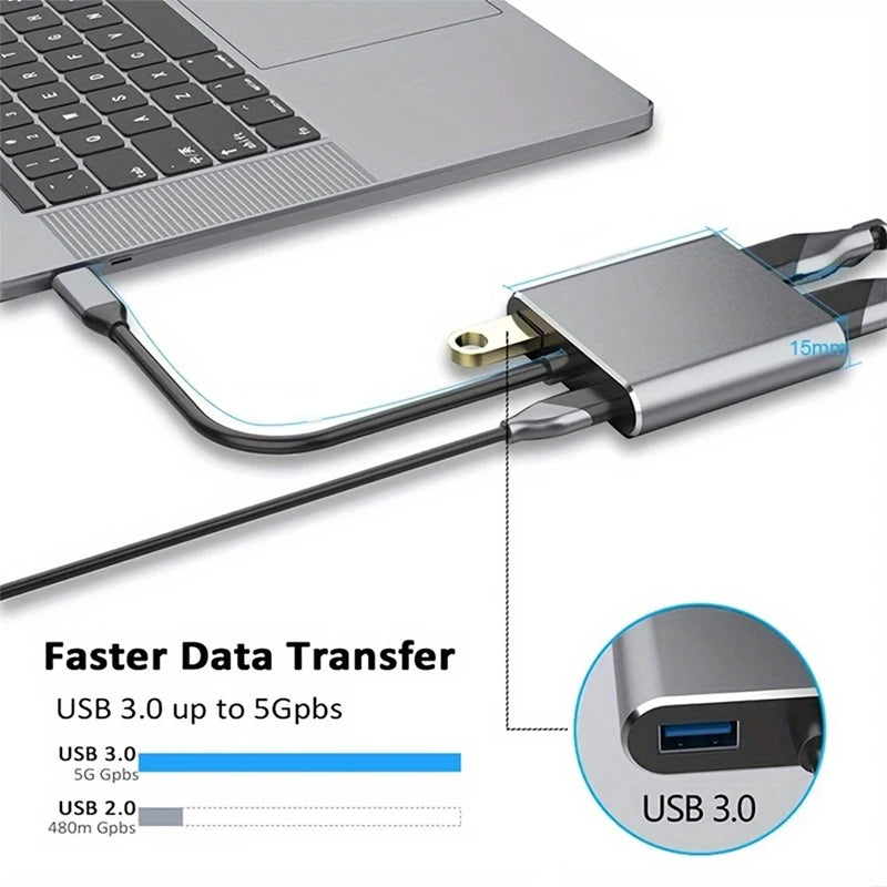 4-in-1 Type C Adapter Hub To HDTV VGA USB 3.0 Digital AV Multiport Adapter