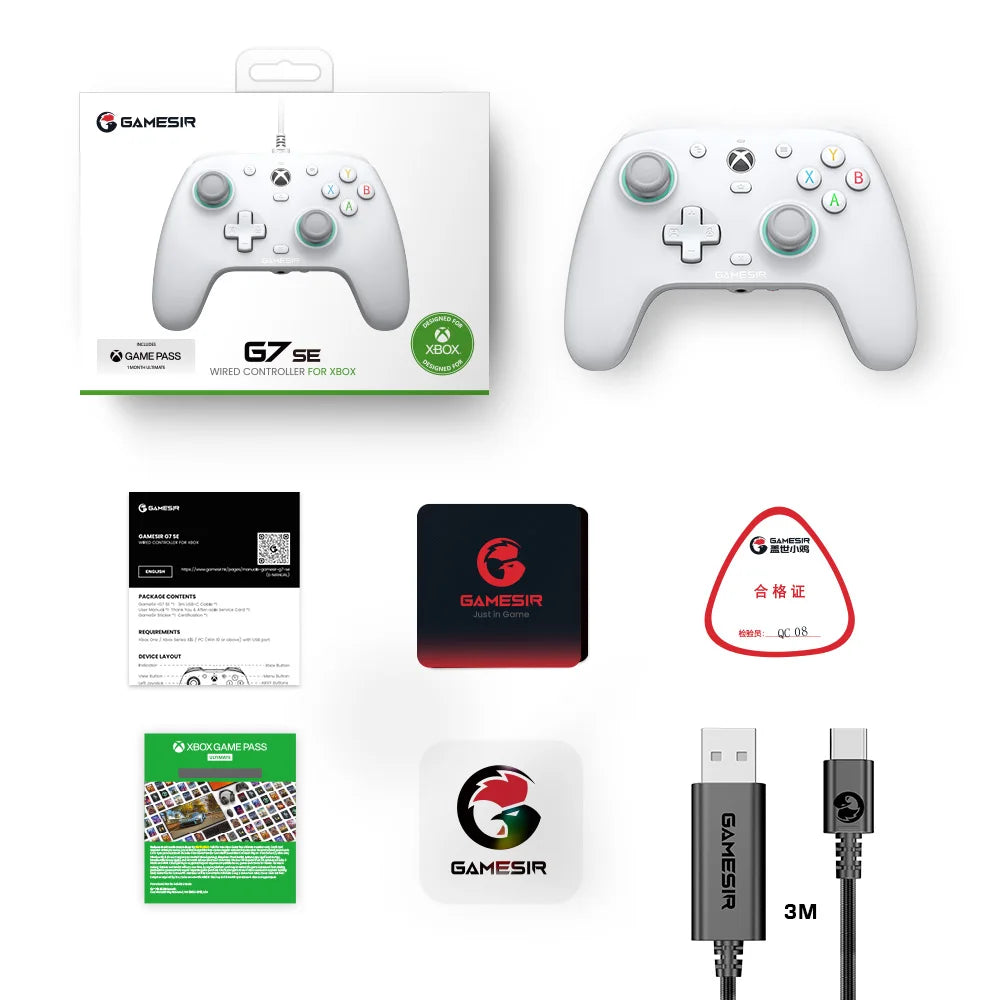 GameSir G7 SE Xbox Controller Wired Gamepad for Xbox Series X, Xbox Series S, Xbox One, with Hall Effect Joystick and Trigger