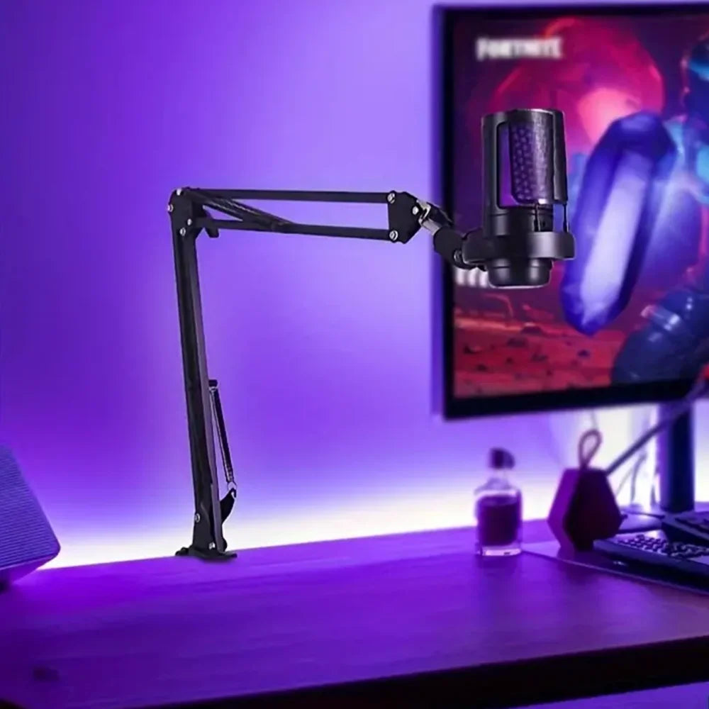 RGB USB Condenser Microphone With Boom Arm