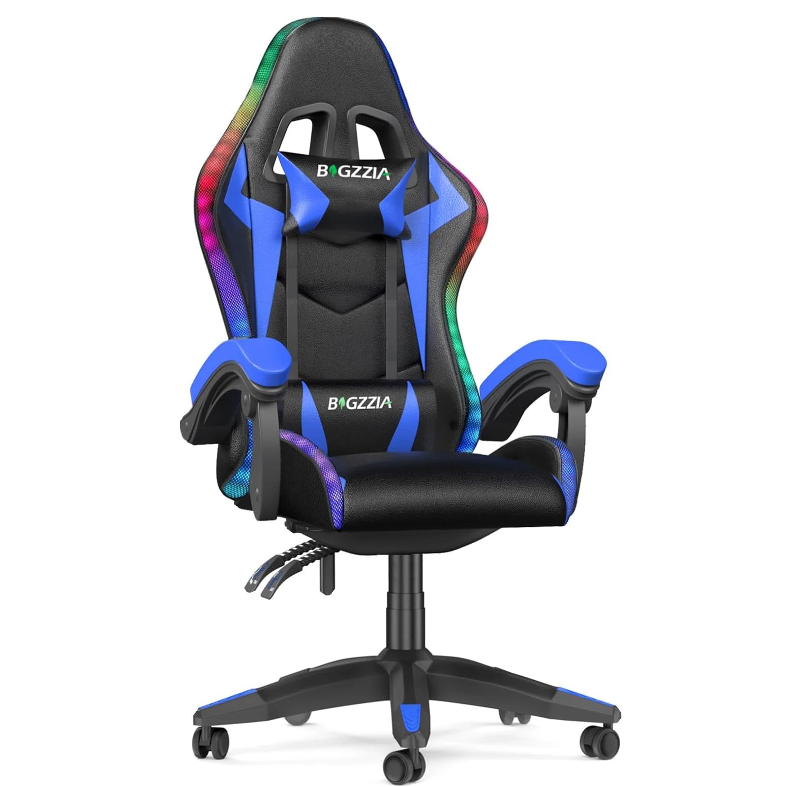 RGB Gaming Chair with LED Lights – Ergonomic Reclining Computer Chair, High Back PU Leather Office Chair with Headrest & Lumbar Support