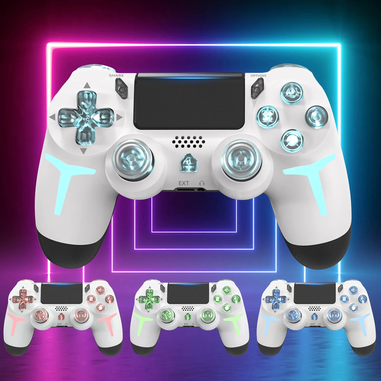 Multi-Platform Wireless Gaming Controller – RGB LED Bluetooth for PS4/PS3/PC