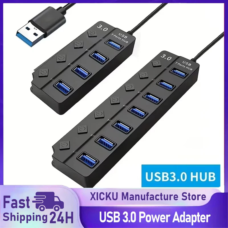 4/7-Port USB 3.0 Hub with LED Indicator