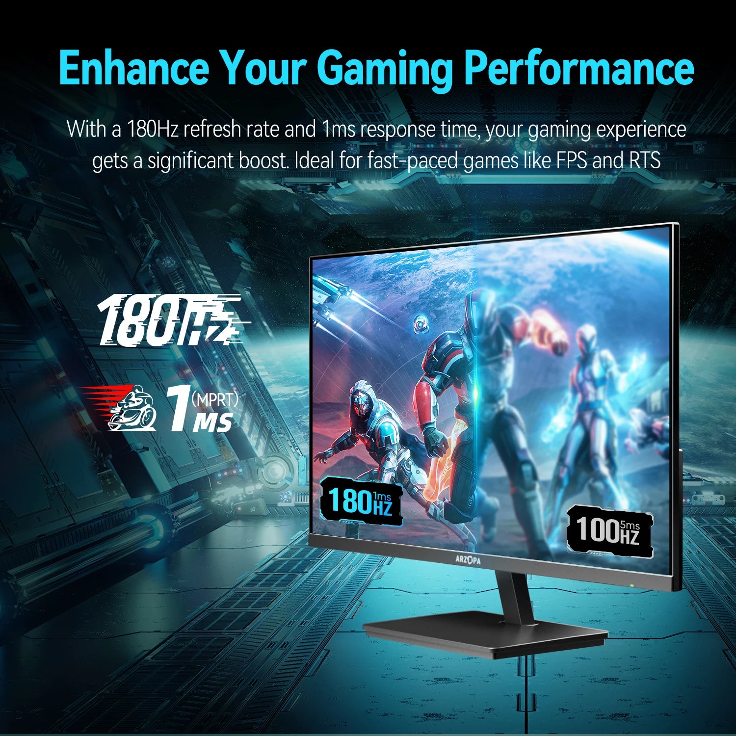 ARZOPA 27inch 180Hz 2K FastIPS QHD PC Monitor 1ms FreeSync Gaming Monitor